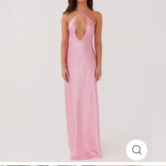 NWT PEPPERMAYO PINK NOIR SYMPHONY DRESS MAXI BACKLESS SEXY SATIN SLIP DRESS 12 - Picture 7 of 12